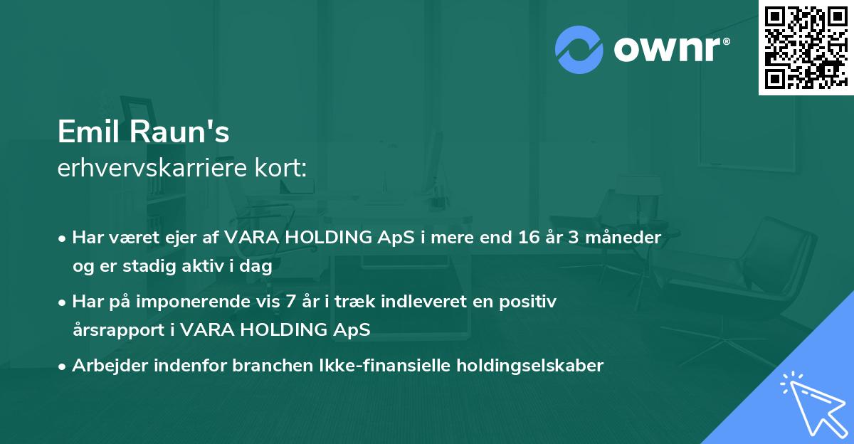 Emil Raun's erhvervskarriere kort