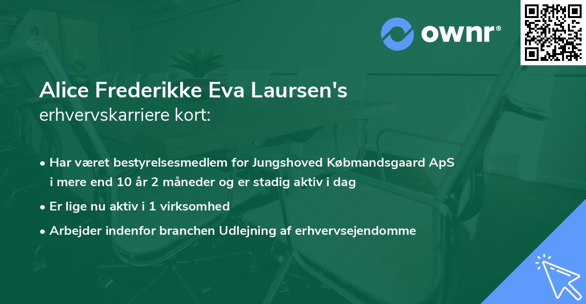 Alice Frederikke Eva Laursen's erhvervskarriere kort