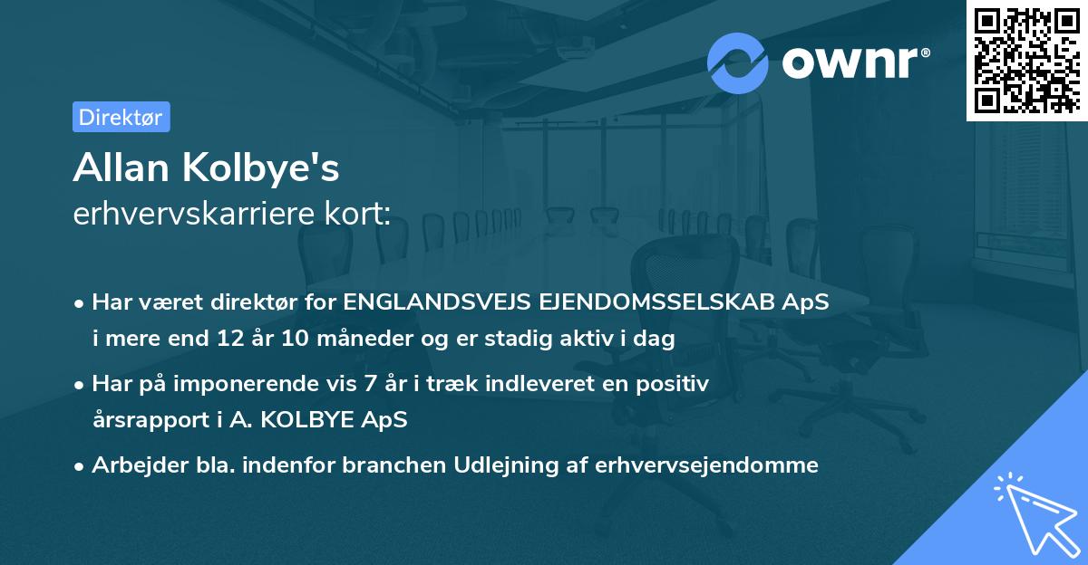 Allan Kolbye's erhvervskarriere kort