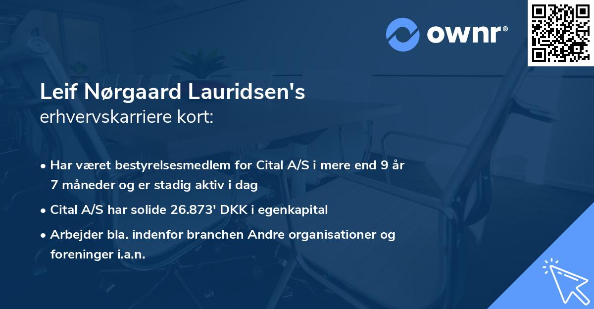 Leif Nørgaard Lauridsen's erhvervskarriere kort