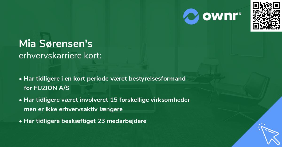 Mia Sørensen's erhvervskarriere kort