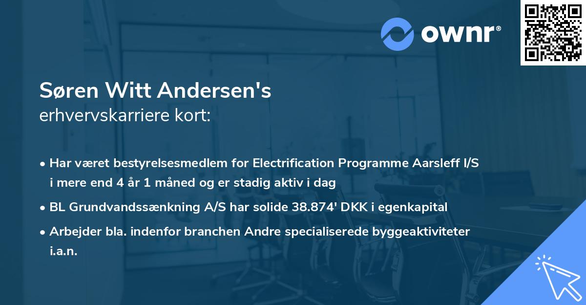 Søren Witt Andersen's erhvervskarriere kort