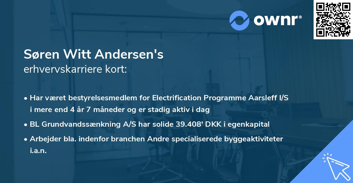 Søren Witt Andersen's erhvervskarriere kort