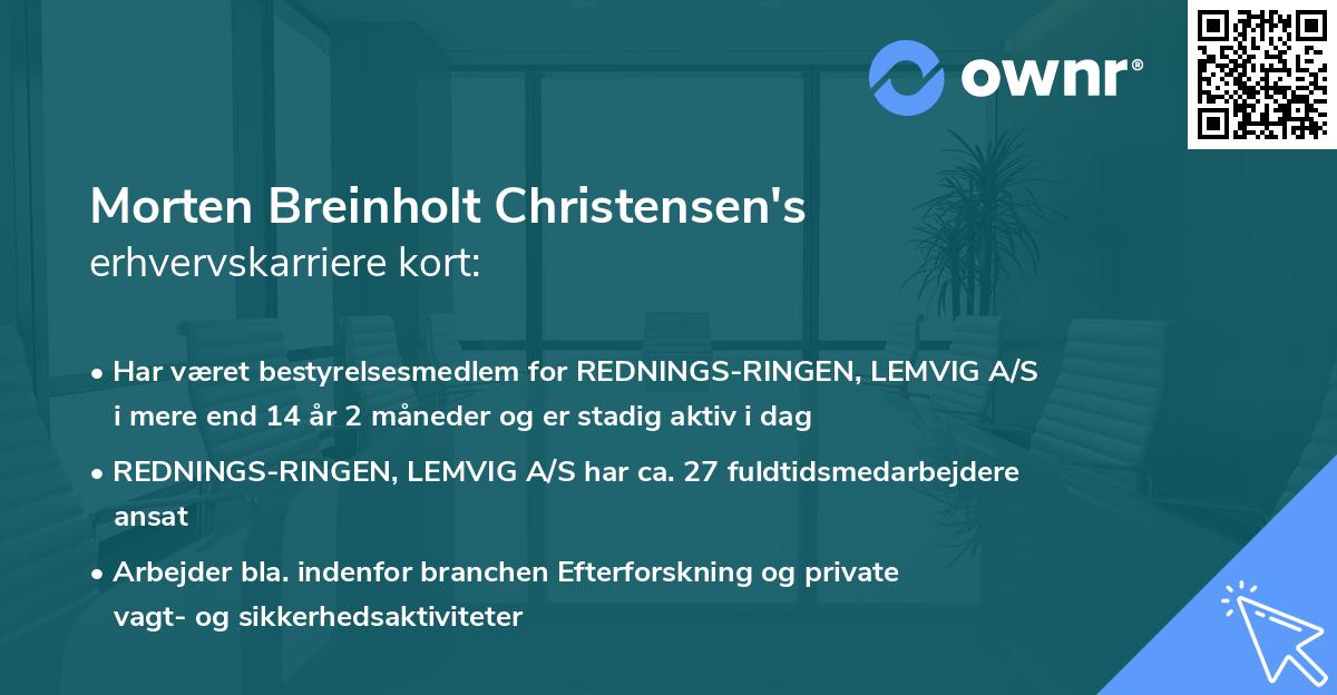 Morten Breinholt Christensen's erhvervskarriere kort