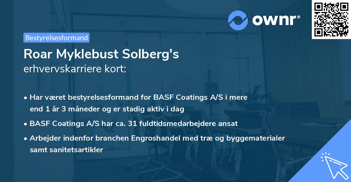 Roar Myklebust Solberg's erhvervskarriere kort