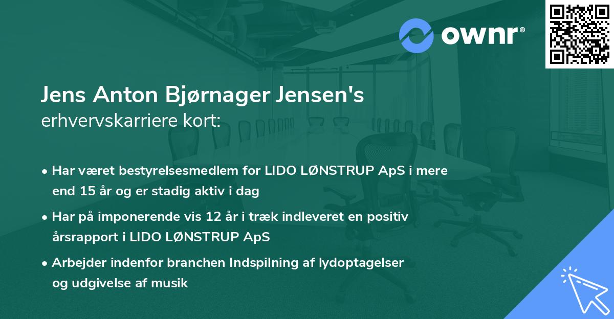 Jens Anton Bjørnager Jensen's erhvervskarriere kort