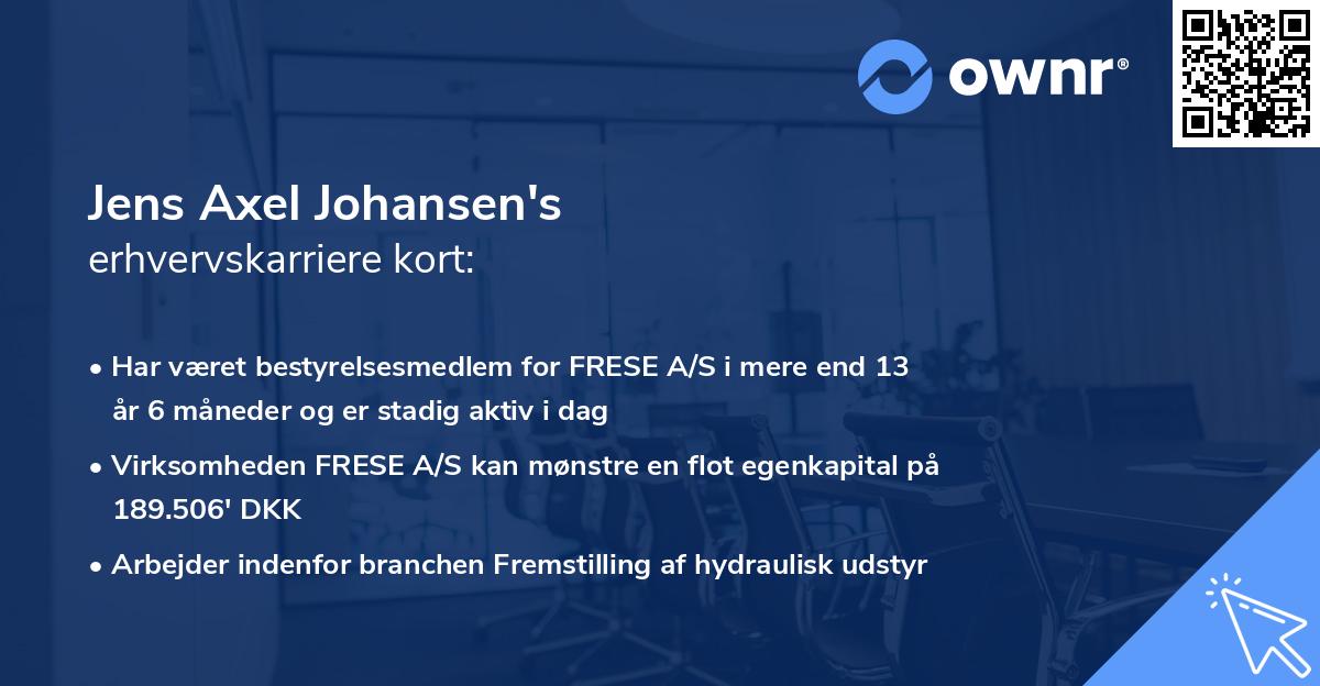 Jens Axel Johansen's erhvervskarriere kort