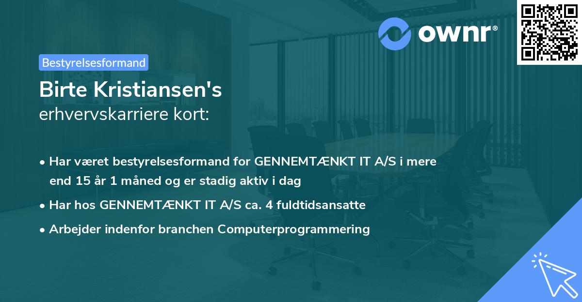 Birte Kristiansen's erhvervskarriere kort