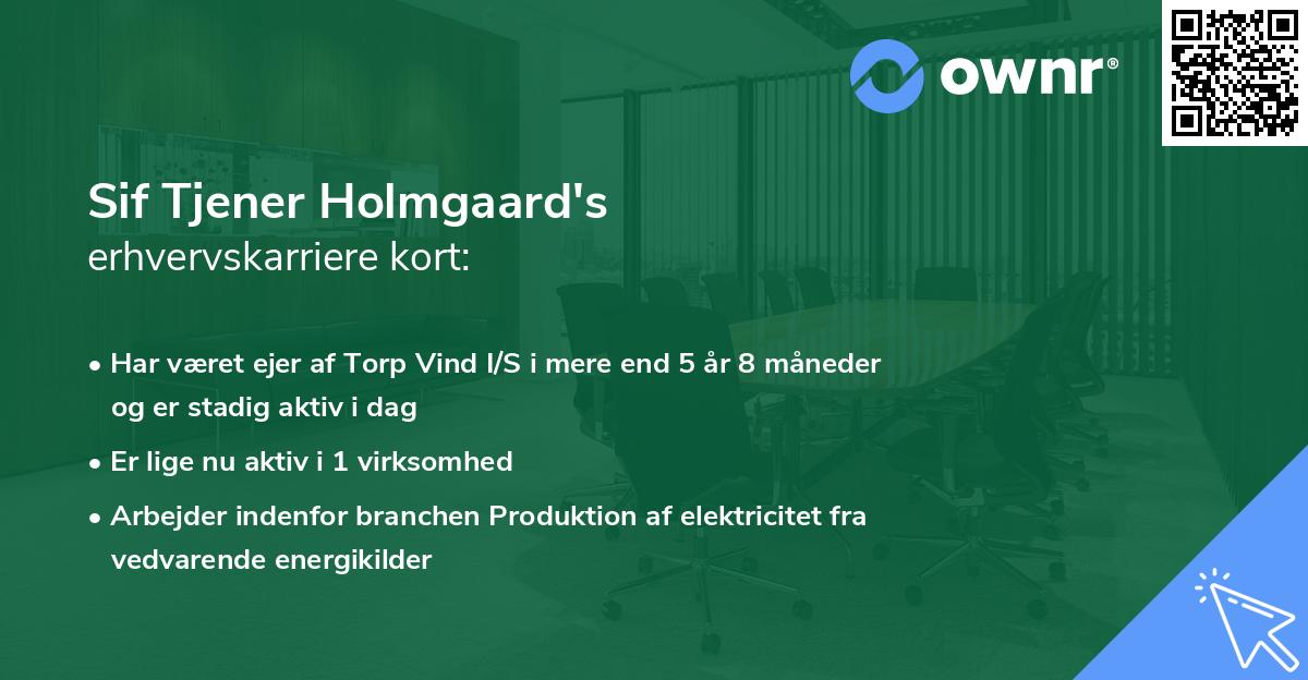 Sif Tjener Holmgaard's erhvervskarriere kort