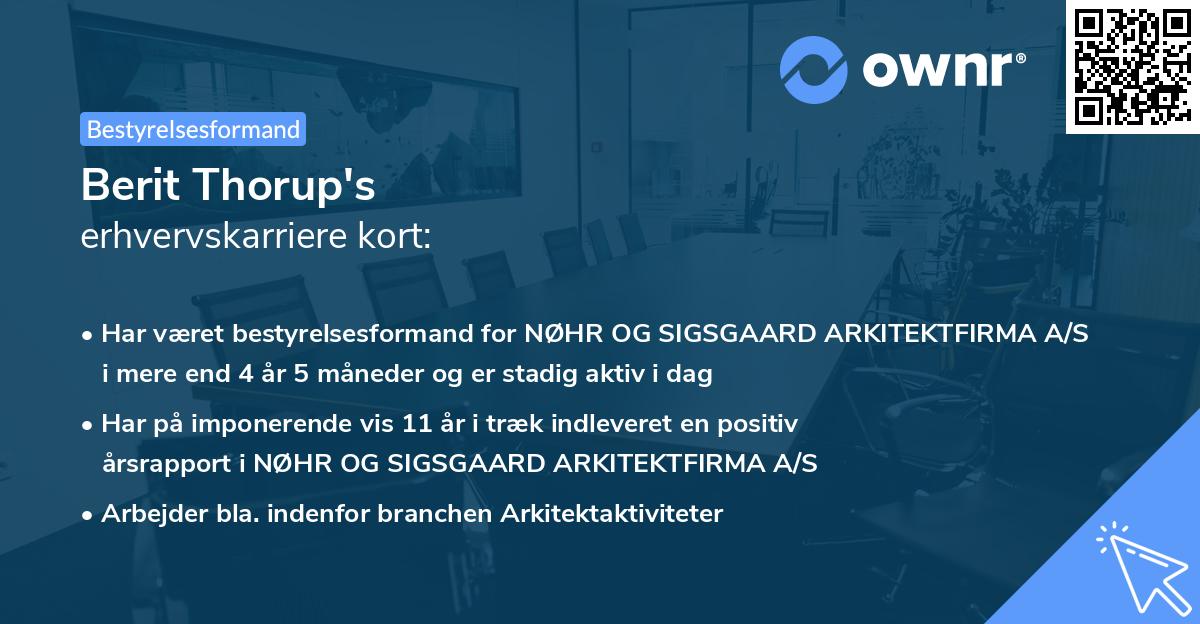 Berit Thorup's erhvervskarriere kort