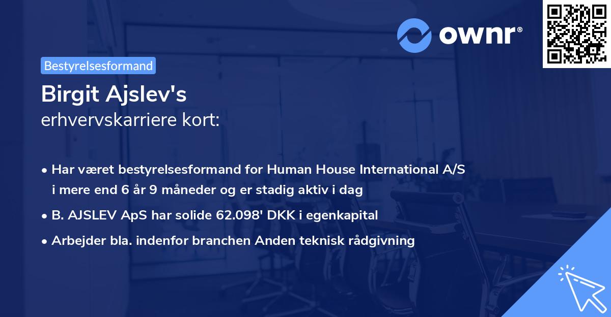 Birgit Ajslev's erhvervskarriere kort