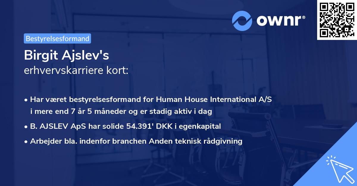Birgit Ajslev's erhvervskarriere kort