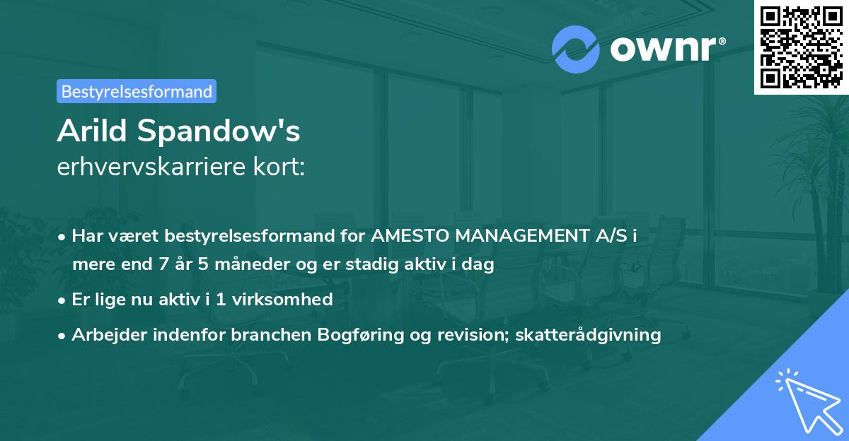Arild Spandow's erhvervskarriere kort
