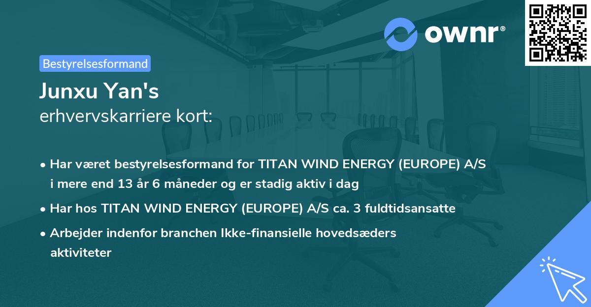 Junxu Yan's erhvervskarriere kort
