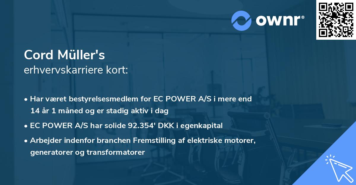 Cord Müller's erhvervskarriere kort