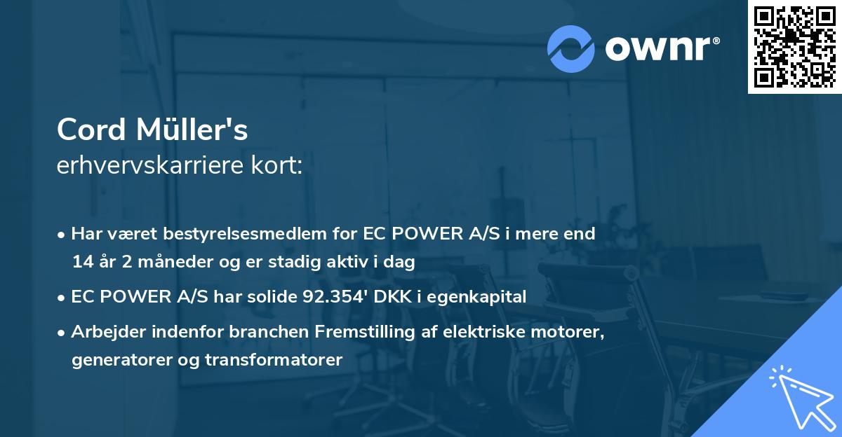Cord Müller's erhvervskarriere kort