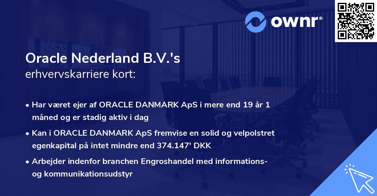 Oracle Nederland B.V.'s erhvervskarriere kort