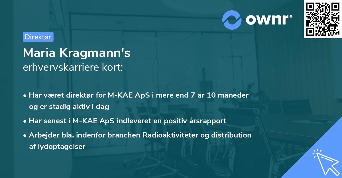 Maria Kragmann's erhvervskarriere kort