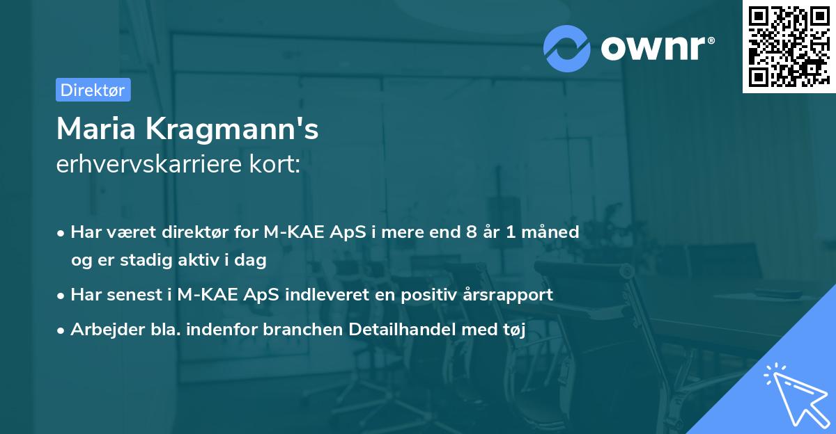 Maria Kragmann's erhvervskarriere kort
