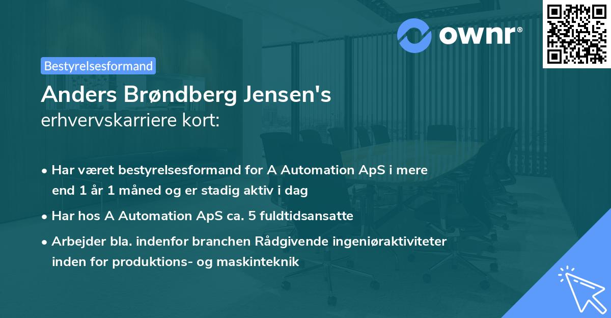Anders Brøndberg Jensen's erhvervskarriere kort
