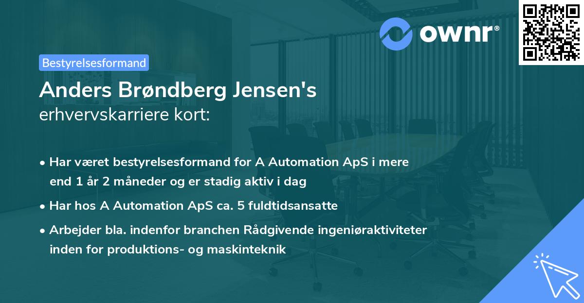 Anders Brøndberg Jensen's erhvervskarriere kort