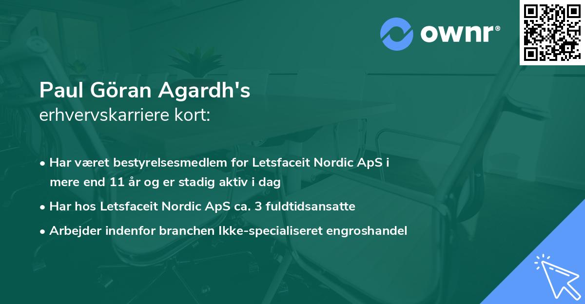 Paul Göran Agardh's erhvervskarriere kort
