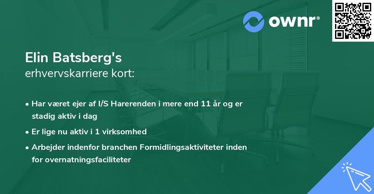 Elin Batsberg's erhvervskarriere kort