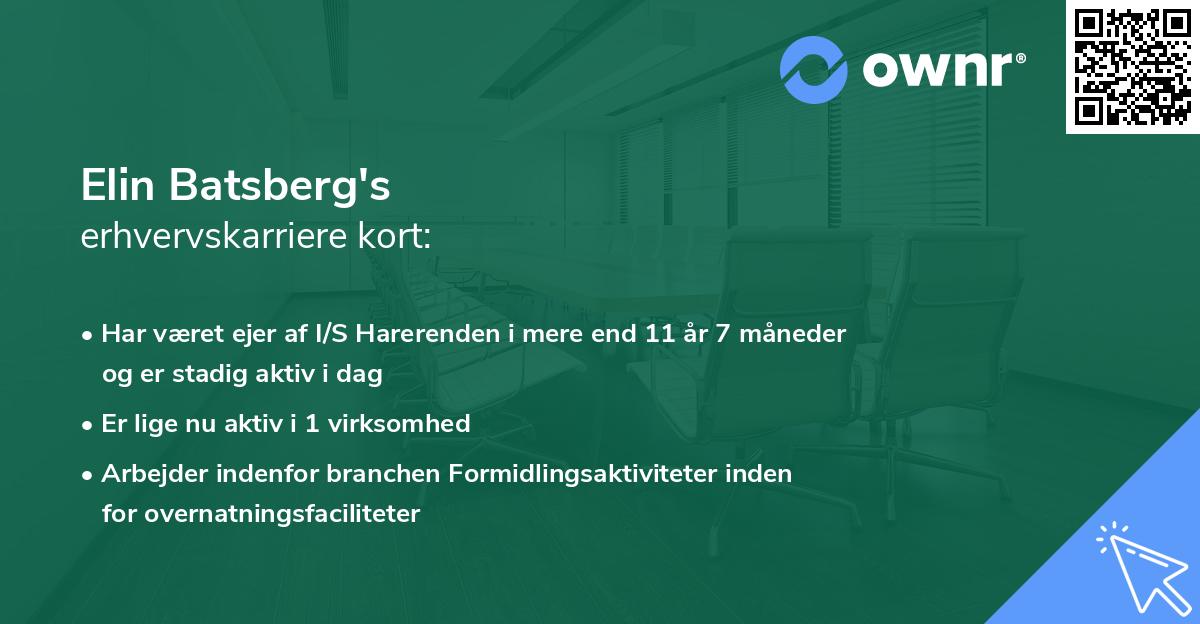 Elin Batsberg's erhvervskarriere kort