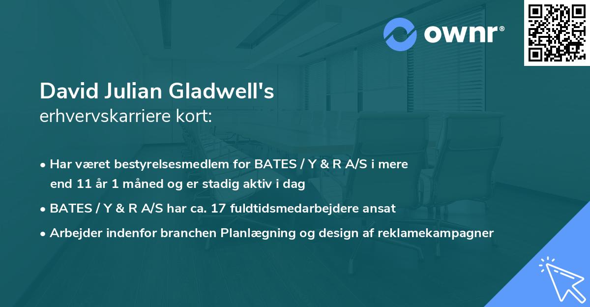 David Julian Gladwell's erhvervskarriere kort