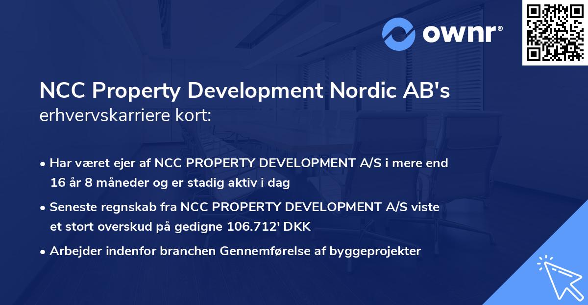 NCC Property Development Nordic AB's erhvervskarriere kort