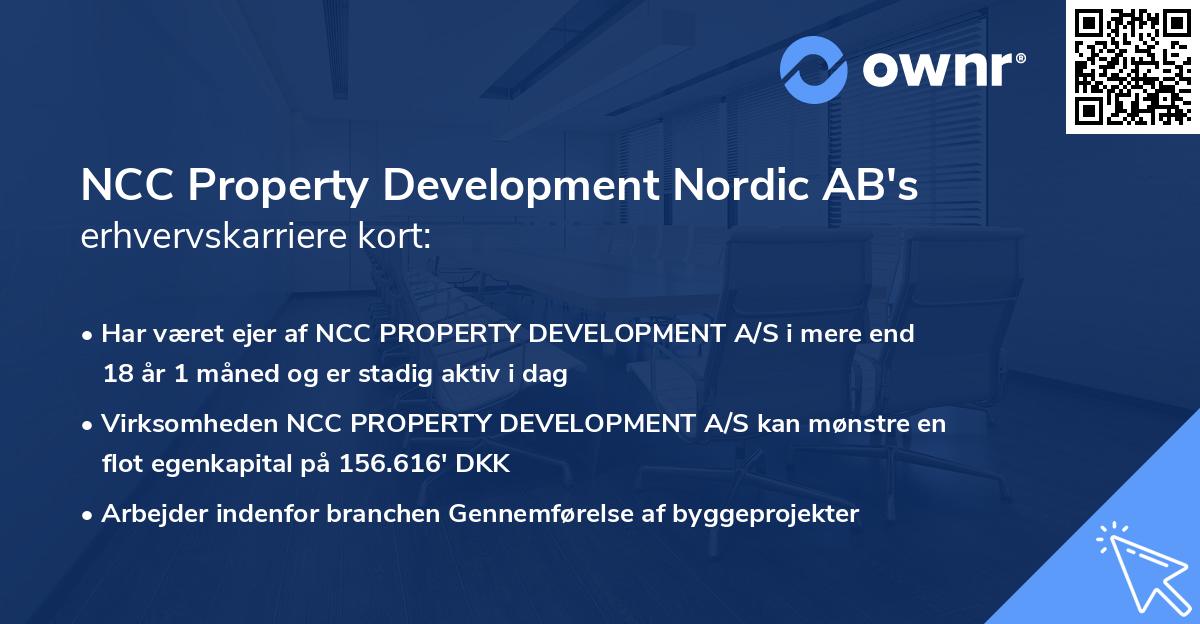 NCC Property Development Nordic AB's erhvervskarriere kort