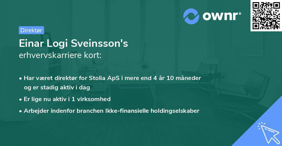 Einar Logi Sveinsson's erhvervskarriere kort