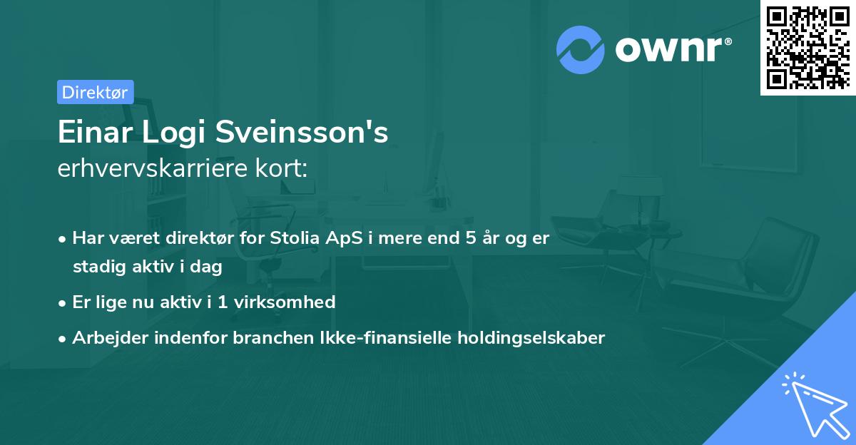 Einar Logi Sveinsson's erhvervskarriere kort