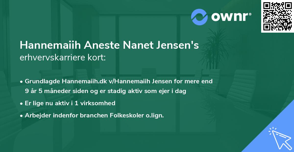 Hannemaiih Aneste Nanet Jensen's erhvervskarriere kort