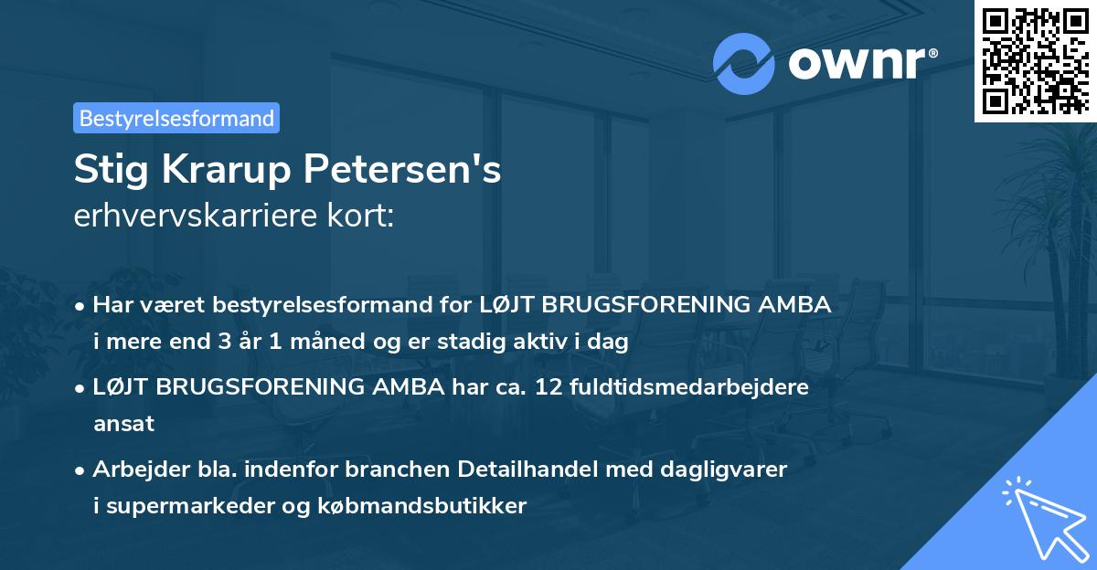 Stig Krarup Petersen's erhvervskarriere kort