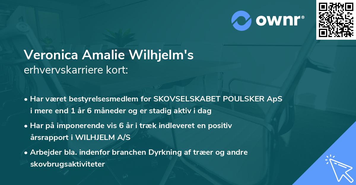Veronica Amalie Wilhjelm's erhvervskarriere kort