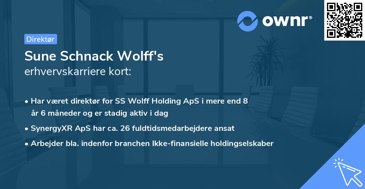 Sune Schnack Wolff's erhvervskarriere kort