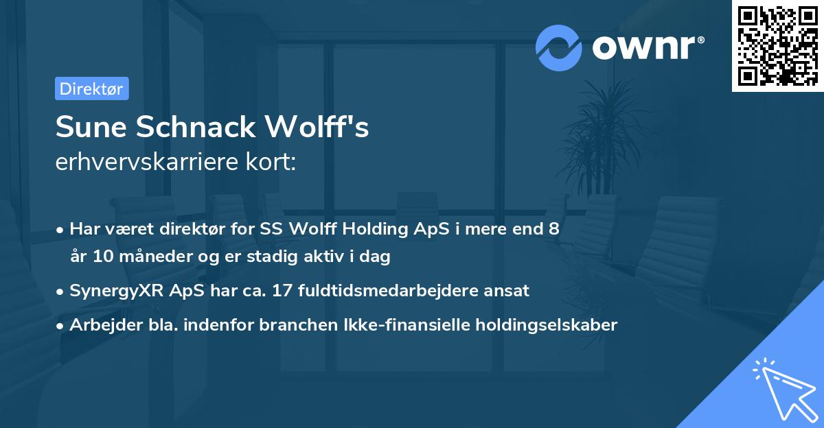 Sune Schnack Wolff's erhvervskarriere kort