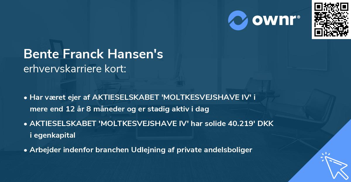 Bente Franck Hansen's erhvervskarriere kort