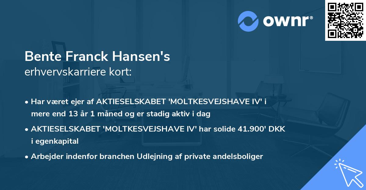 Bente Franck Hansen's erhvervskarriere kort