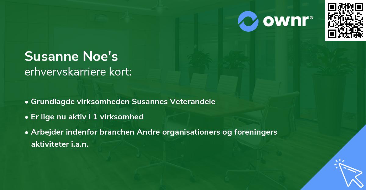 Susanne Noe's erhvervskarriere kort