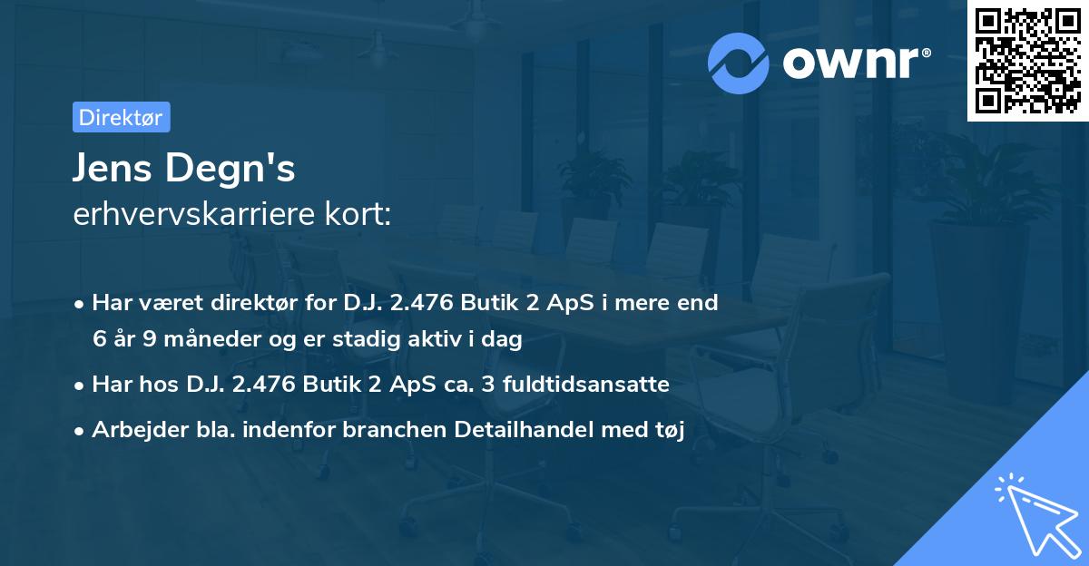 Jens Degn's erhvervskarriere kort
