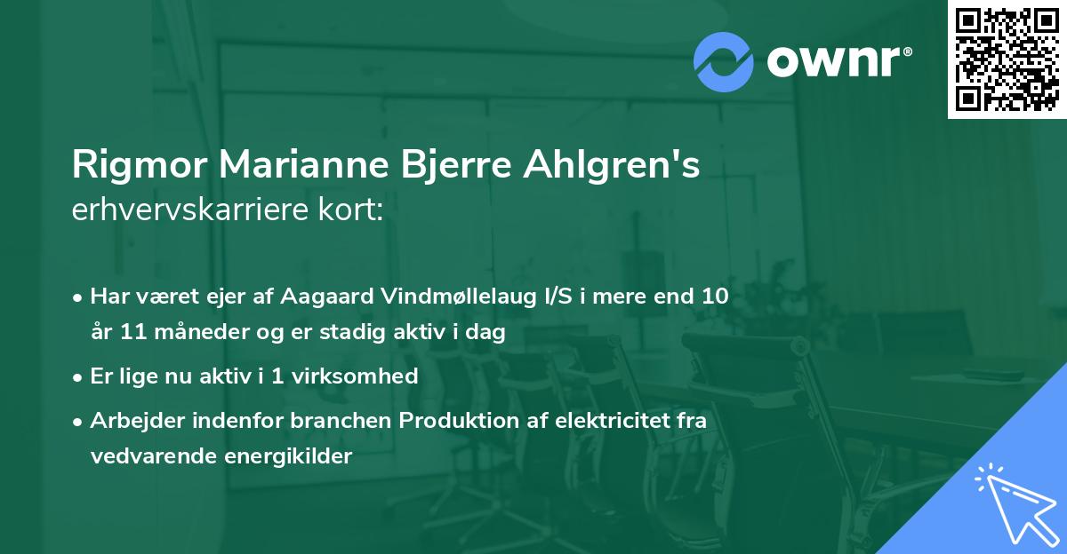 Rigmor Marianne Bjerre Ahlgren's erhvervskarriere kort