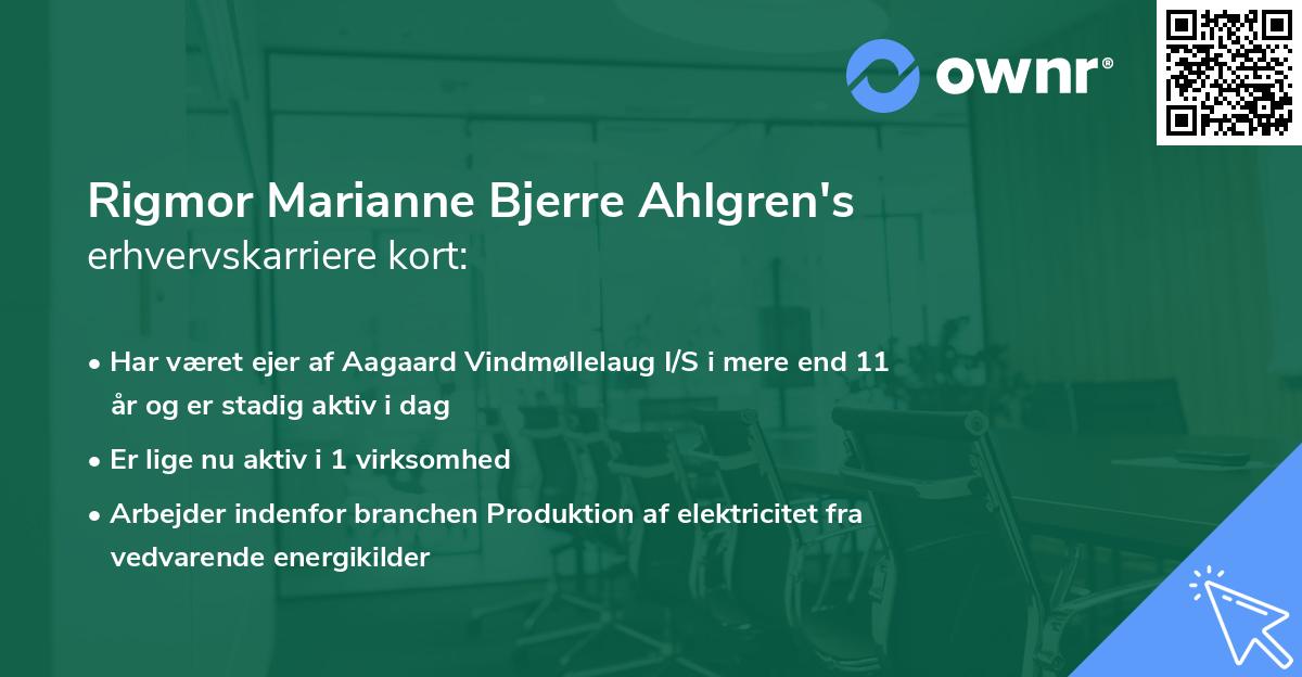 Rigmor Marianne Bjerre Ahlgren's erhvervskarriere kort