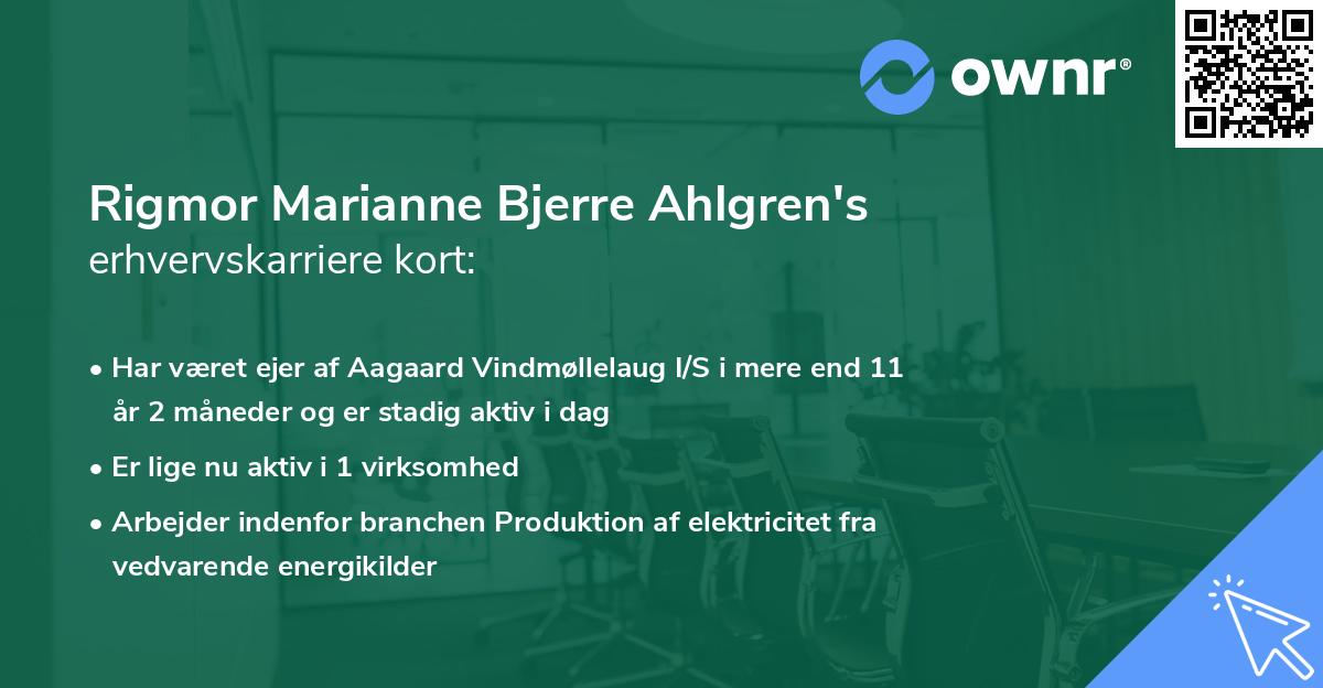 Rigmor Marianne Bjerre Ahlgren's erhvervskarriere kort