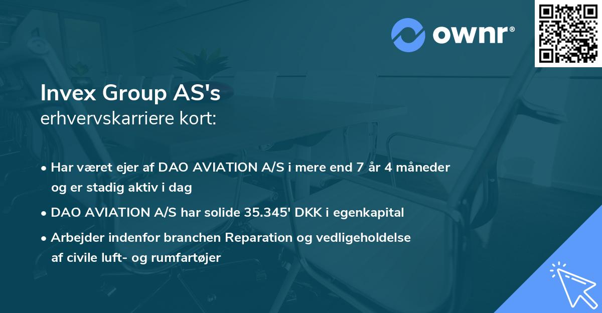 Invex Group AS's erhvervskarriere kort