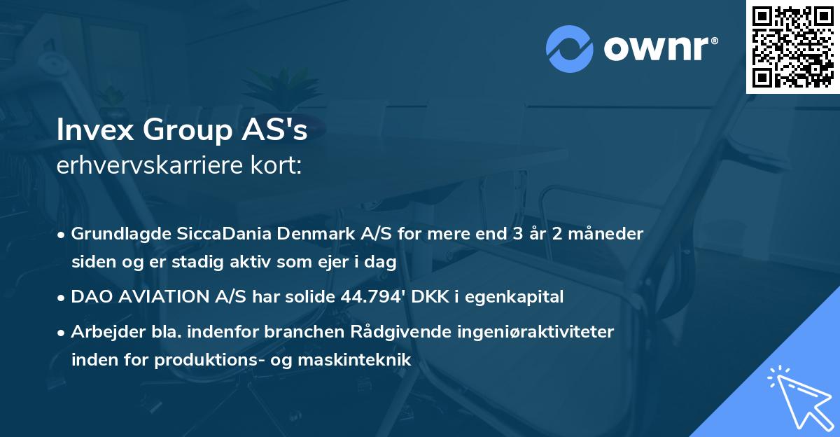 Invex Group AS's erhvervskarriere kort
