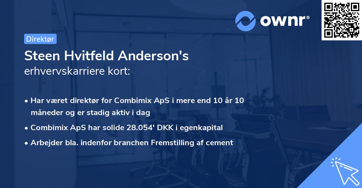 Steen Hvitfeld Anderson's erhvervskarriere kort
