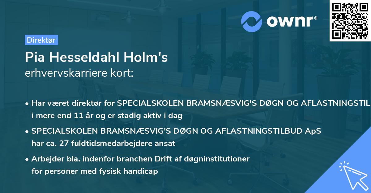 Pia Hesseldahl Holm's erhvervskarriere kort
