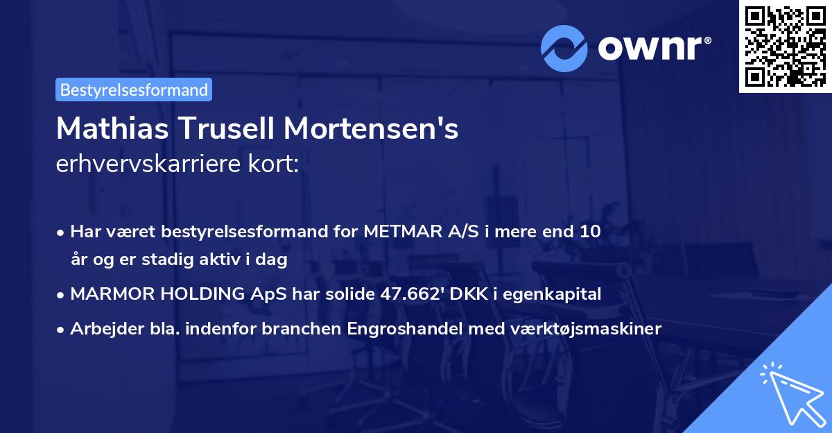 Mathias Trusell Mortensen's erhvervskarriere kort